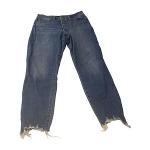 Lucky Brand Jeans Womens 10/30 Blue Button Fly Distressed Raw Hem Frayed Ankle